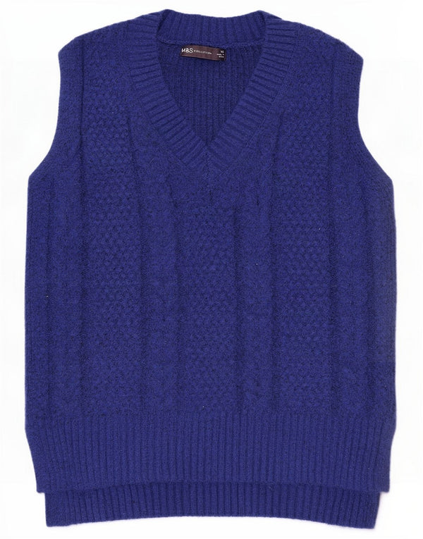 Marks & Spencer Damen Tanktop UK 4 XS Blau meliertes Polyester