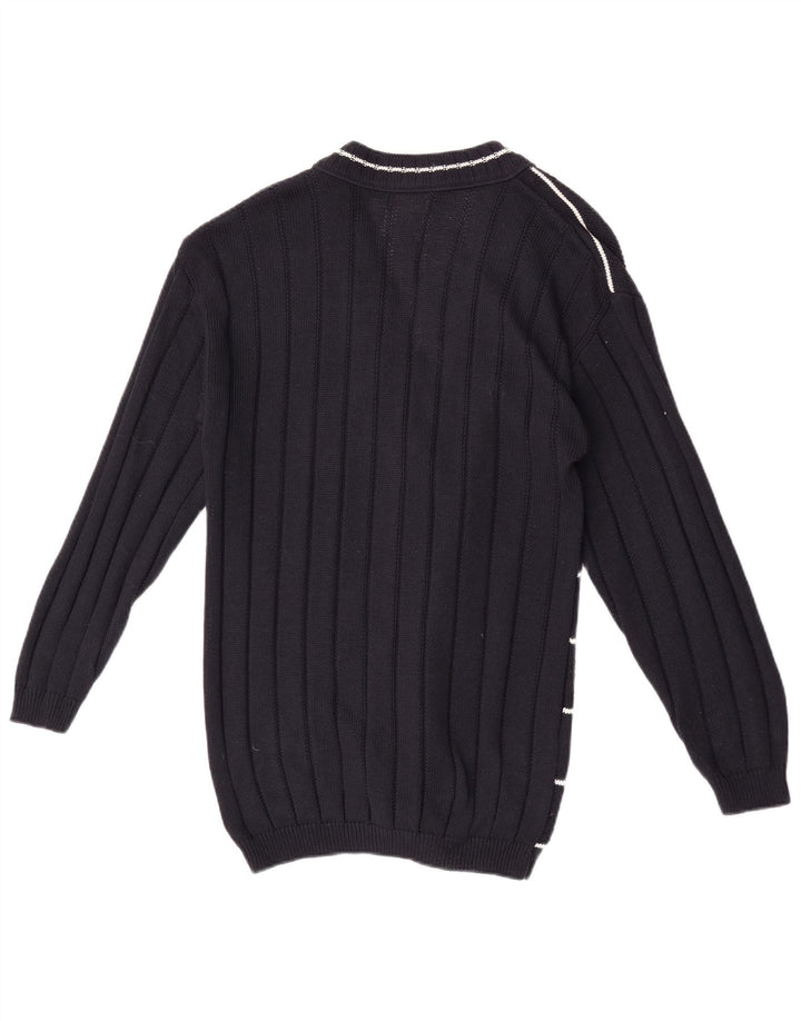 Claude De Pierre Damen-Cardigan-Pullover UK 14 Medium Navy Blue Geometrisch