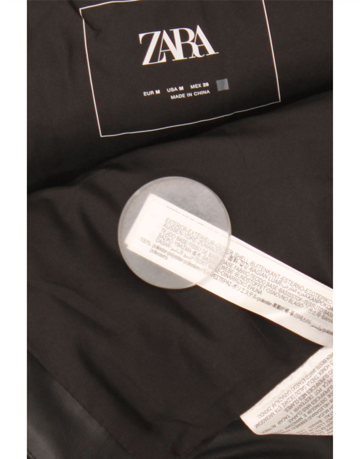 Zara Damen Wattierte Weste UK 14 Medium Schwarz Polyester
