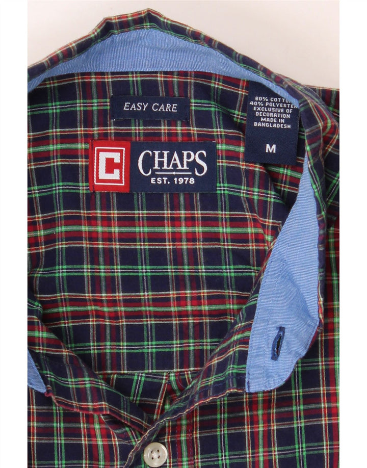 CHAPS Mens Easy Care Flannel Shirt Medium Navy Blue Check Cotton Vintage Chaps and Second-Hand Chaps from Messina Hembry 