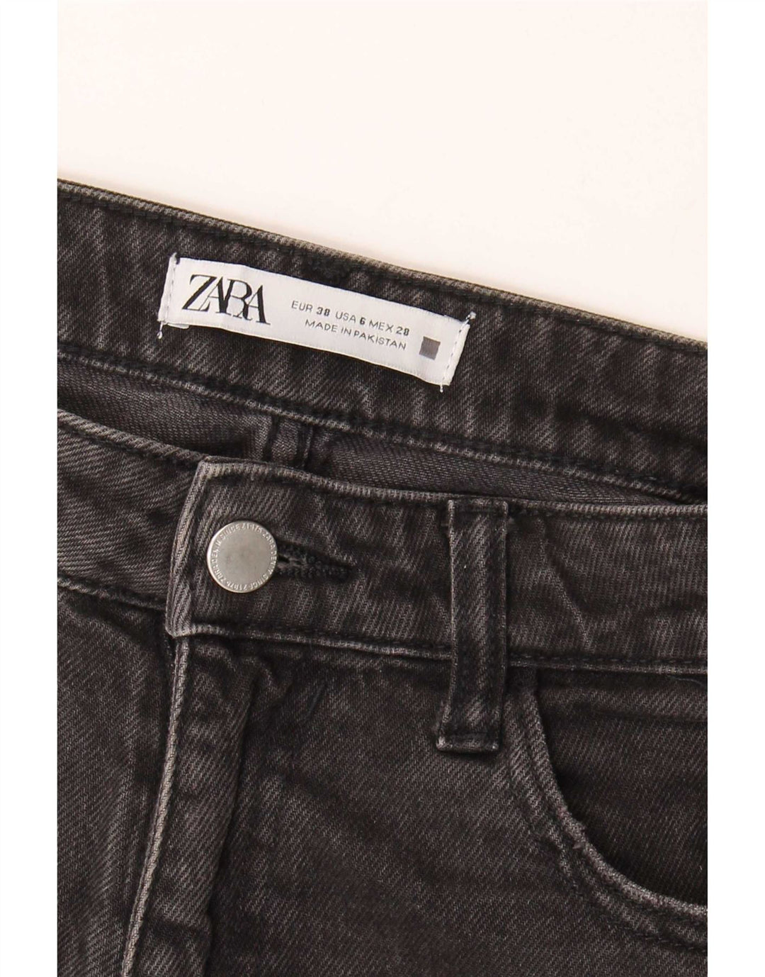 Zara Damen-Jeans mit hoher Taille, EU 38, Größe S, W28, L27, Grau