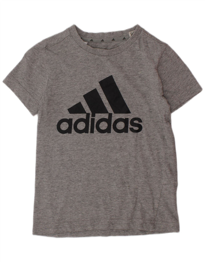 ADIDAS Grafik-T-Shirt für Jungen, 7–8 Jahre, graue Baumwolle