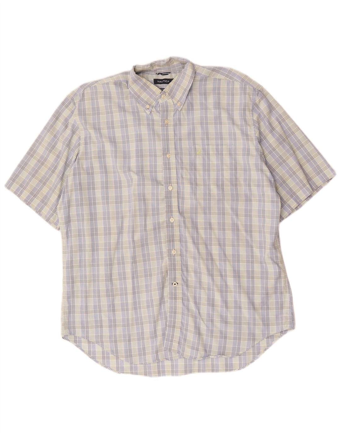 Nautica Herren-Kurzarmhemd XL, blau kariert, Baumwolle