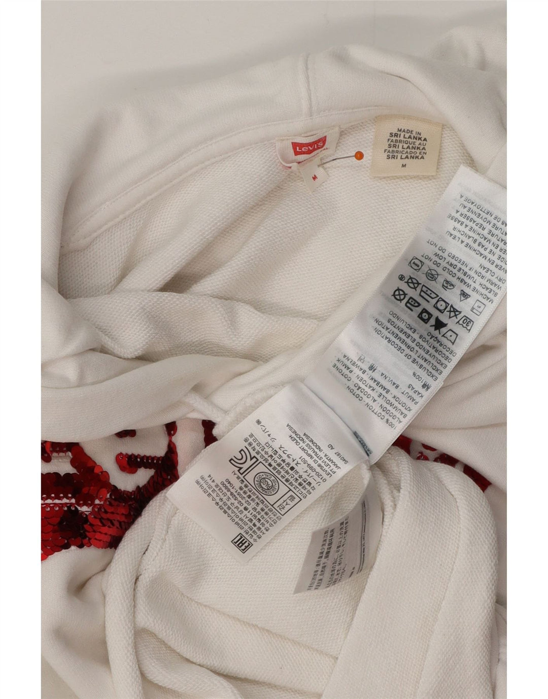 LEVI'S Damen-Pullover mit übergroßem Crop-Hoodie, UK-Größe 14, mittelweiße Baumwolle