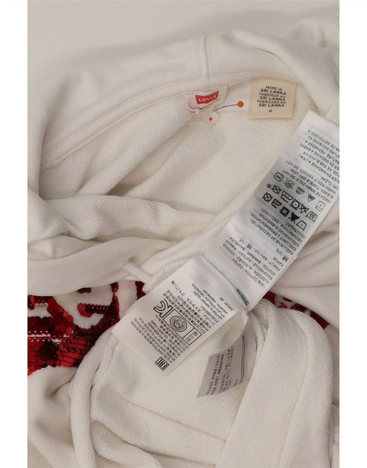 LEVI'S Damen-Pullover mit übergroßem Crop-Hoodie, UK-Größe 14, mittelweiße Baumwolle