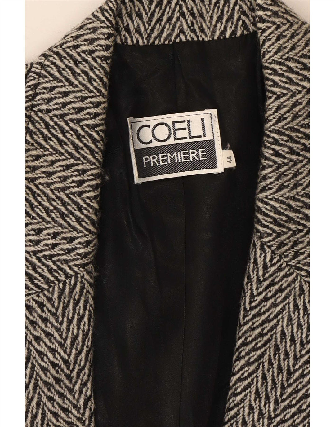 Coeli Premiere Damen-Blazer mit 2 Knöpfen, Größe IT 44, mittelgrau, Fischgrätenmuster