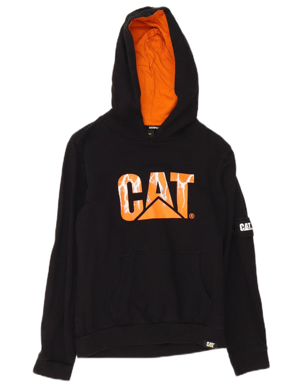 CAT Kapuzenpullover mit Grafik für Jungen, 9–10 Jahre, schwarze Baumwolle