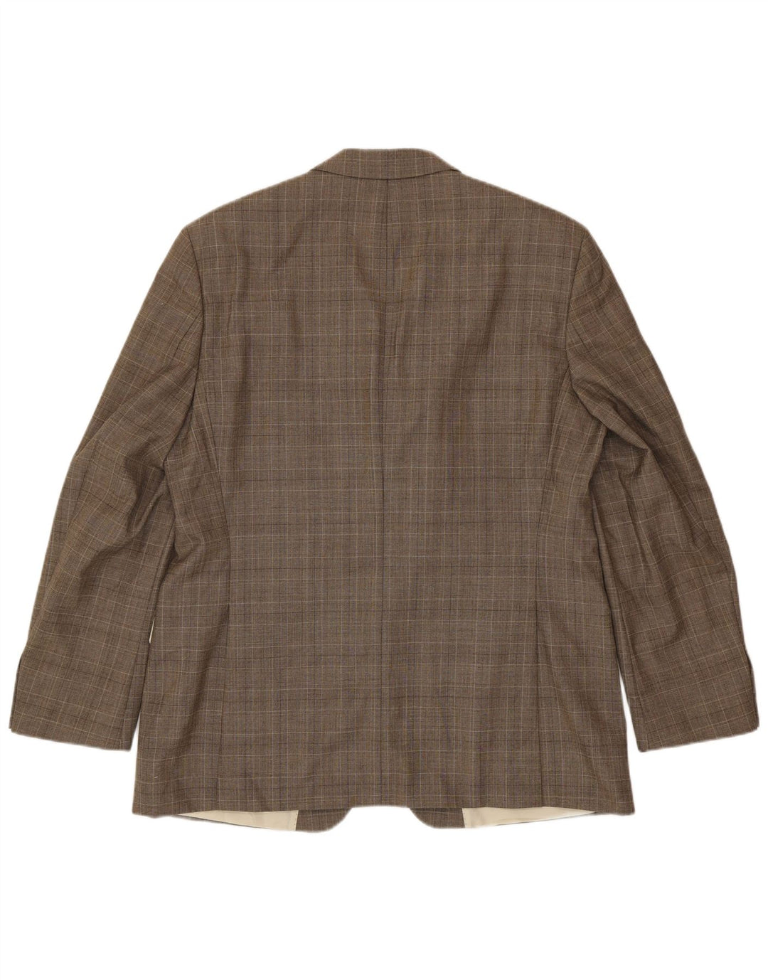 Hugo Boss Herren-Blazer mit 3 Knöpfen, EU 56, 3XL, braun karierte Schurwolle