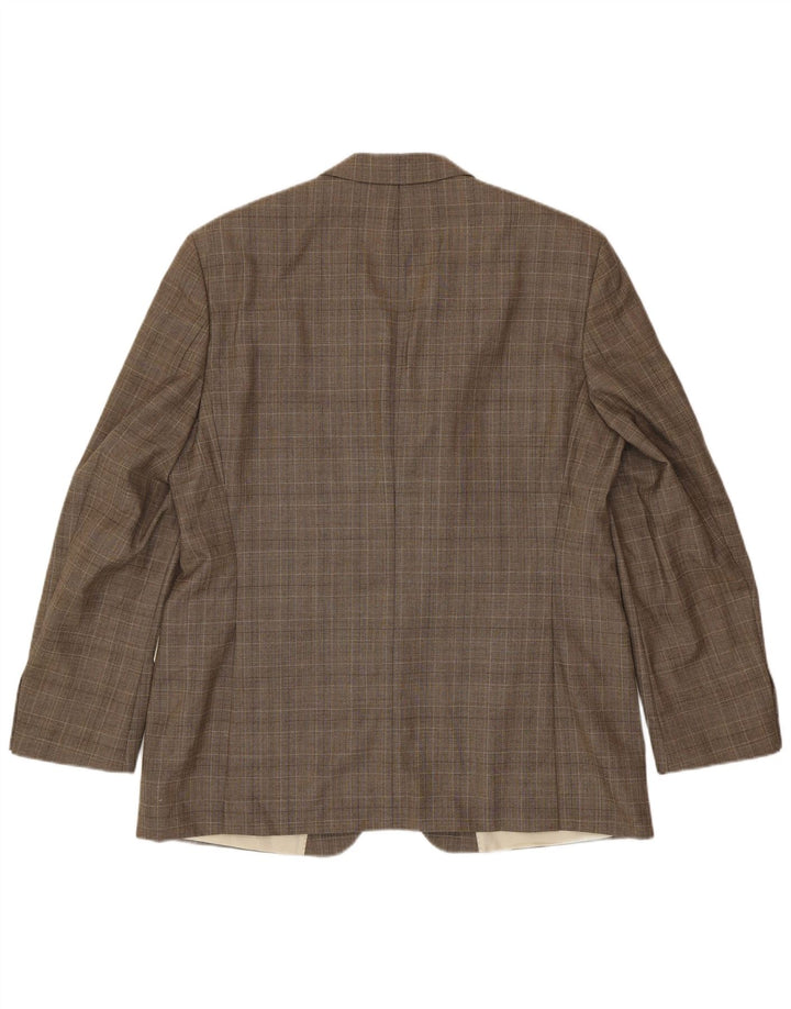 Hugo Boss Herren-Blazer mit 3 Knöpfen, EU 56, 3XL, braun karierte Schurwolle