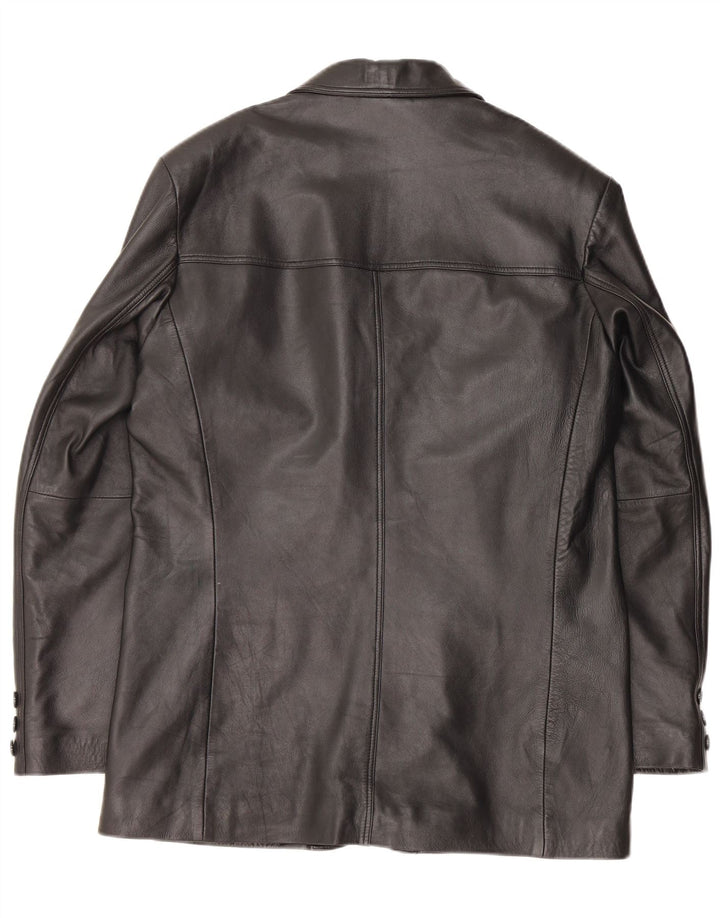 ROUTE 66 Herren-Blazerjacke aus Leder mit 3 Knöpfen, UK 38, mittelschwarzes Leder