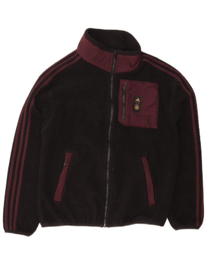Adidas Herren Fleecejacke UK 36 Small Schwarz Colourblock Polyester