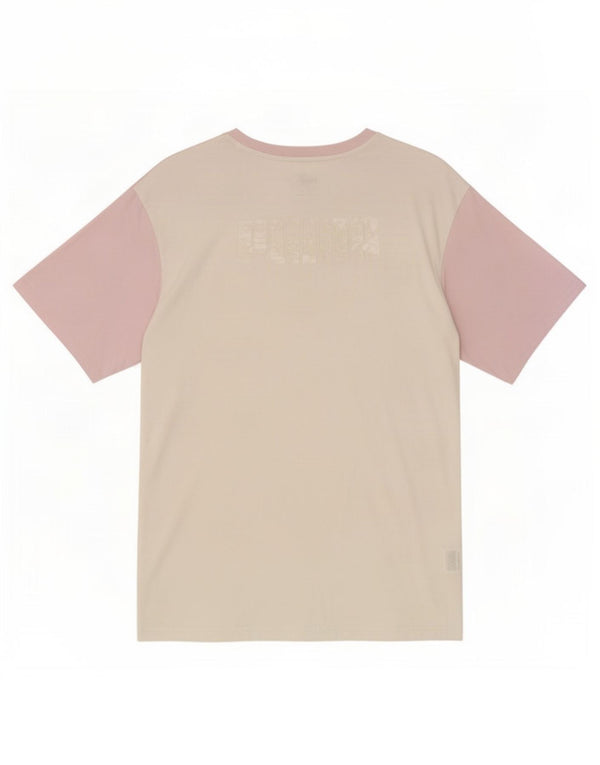 Puma Damen T-Shirt Top UK 10 Small Off White Colourblock Baumwolle