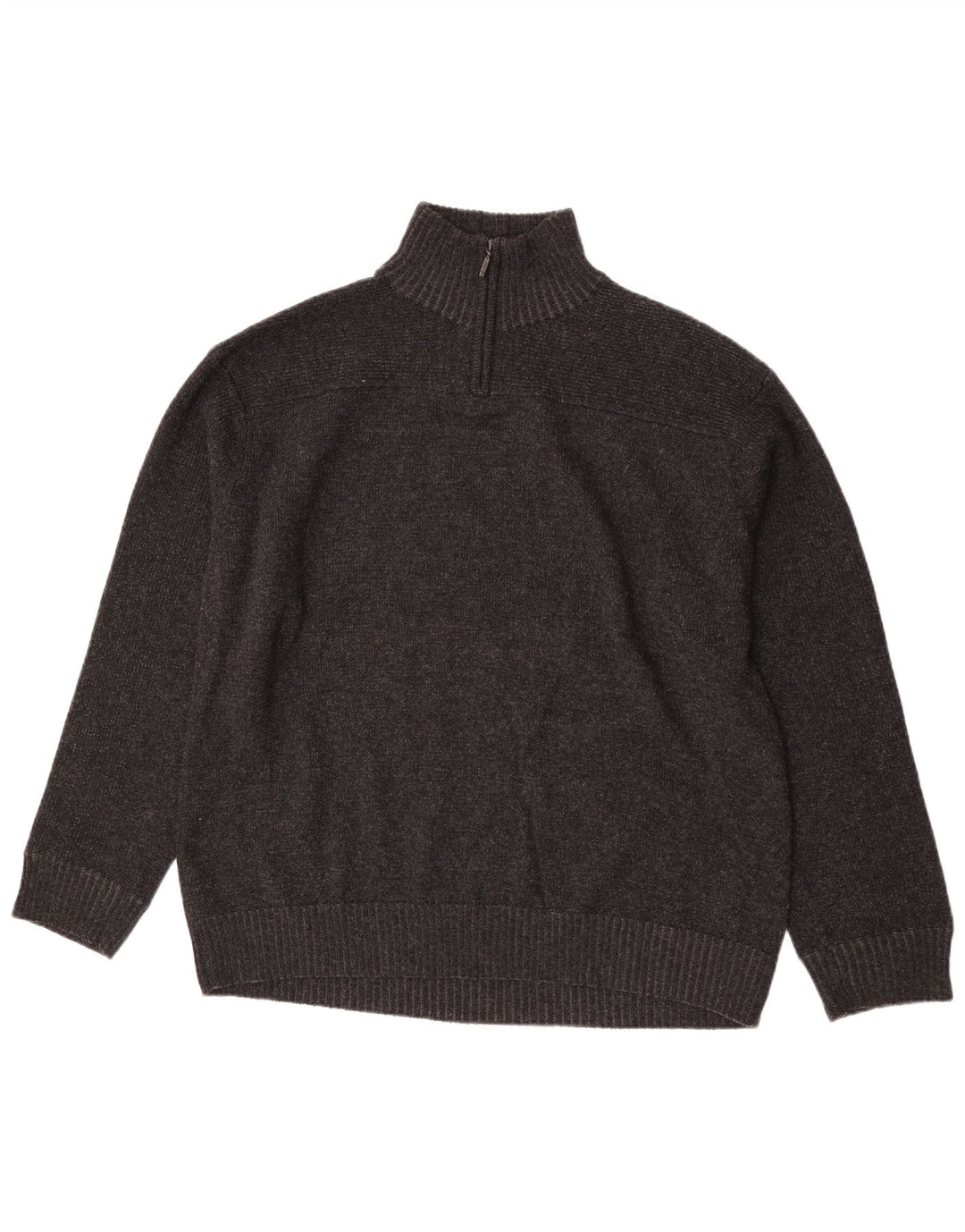 Marks & Spencer Herren-Pullover mit Reißverschluss am Hals, XL, graue Lammwolle