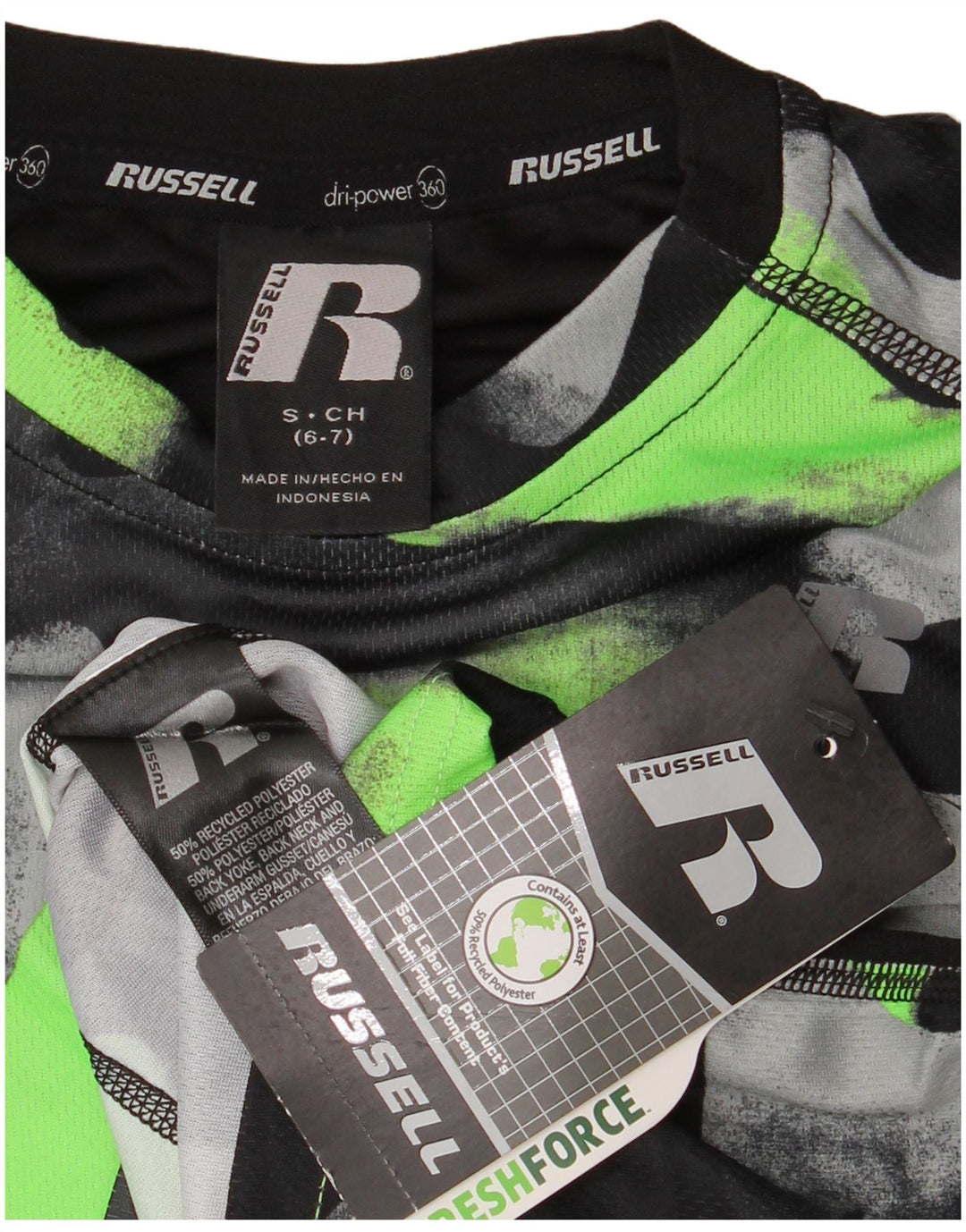 Russell Athletic Dri-Power-Oberteil für Jungen, langärmelig, 6–7 Jahre, Größe S, Schwarz