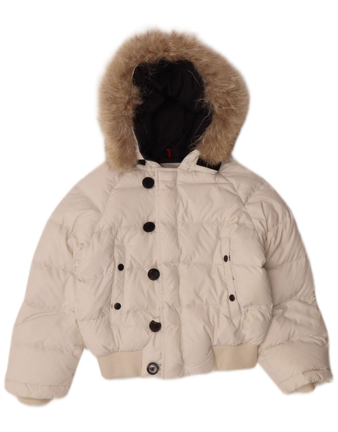 MONCLER Wattierte Jacke mit Kapuze für Mädchen, 5–6 Jahre, weißes Nylon