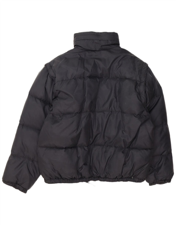 Gepolsterte Vintage-Herrenjacke mit Kapuze, UK 40, großes schwarzes Nylon