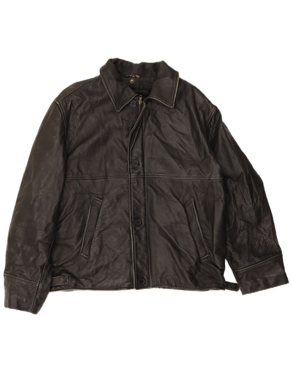 Vintage Herren Lederjacke IT 56 3XL Schwarzes Leder