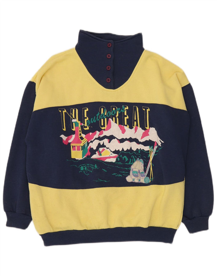 DASH Herren-Sweatshirt mit grafischem Knopfkragen, mittelgelb, Farbblock