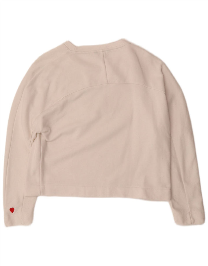 TOMMY HILFIGER Womens Oversized Crop Sweatshirt Jumper UK 6 XS White
