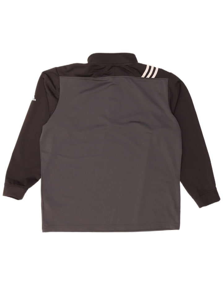 ADIDAS Mens Zip Neck Pullover Tracksuit Top Large Grey Colourblock