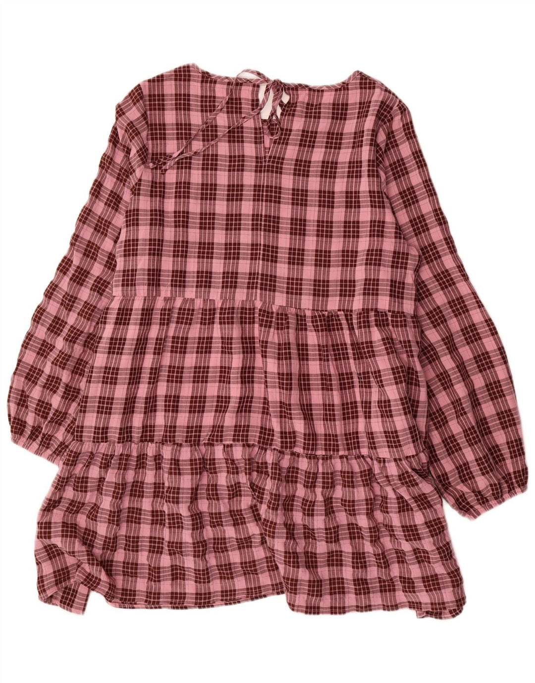 Oasis Langarm-Stufenkleid für Damen, Größe 46, groß, rosa kariert, Polyester