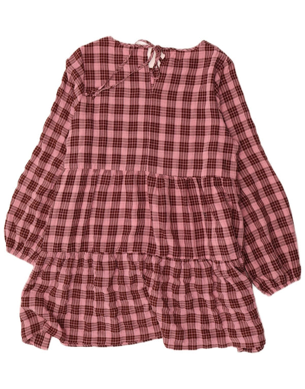 Oasis Langarm-Stufenkleid für Damen, Größe 46, groß, rosa kariert, Polyester