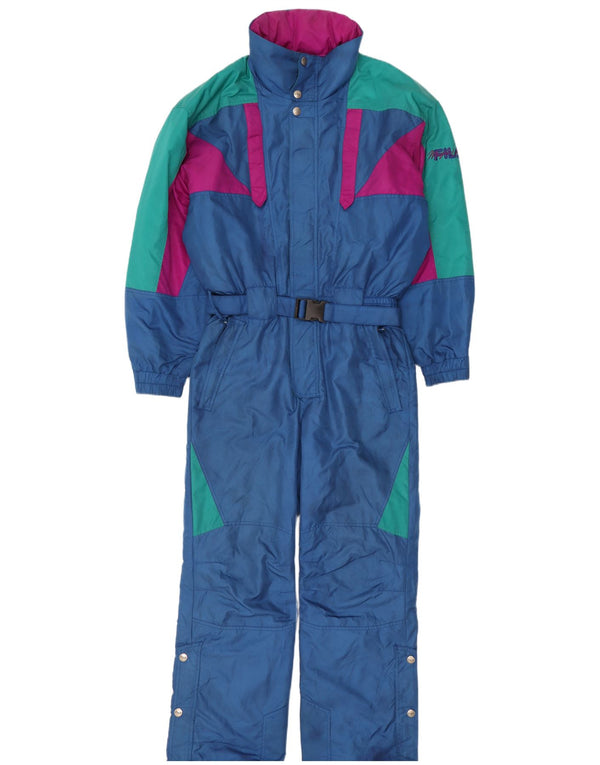 Fila Herren-Skioverall mit Kapuze, IT 48, mittelblaues Farbblock-Polyester