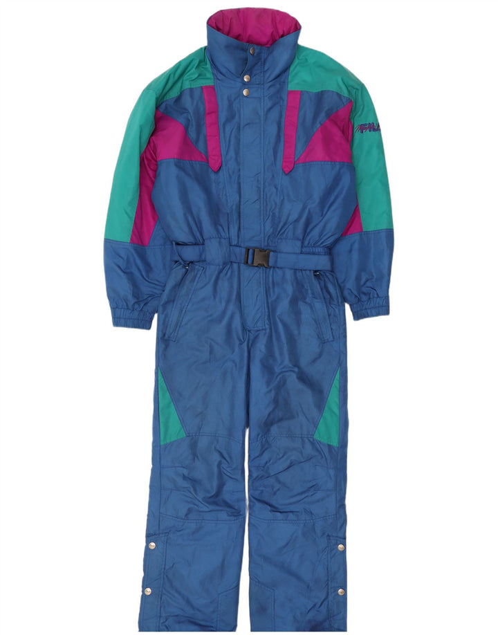 Fila Herren-Skioverall mit Kapuze, IT 48, mittelblaues Farbblock-Polyester