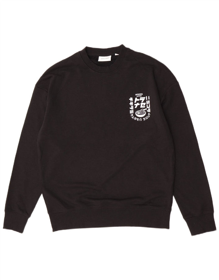 Jack & Jones Herren-Sweatshirt mit Grafik, mittelschwarz, Baumwolle
