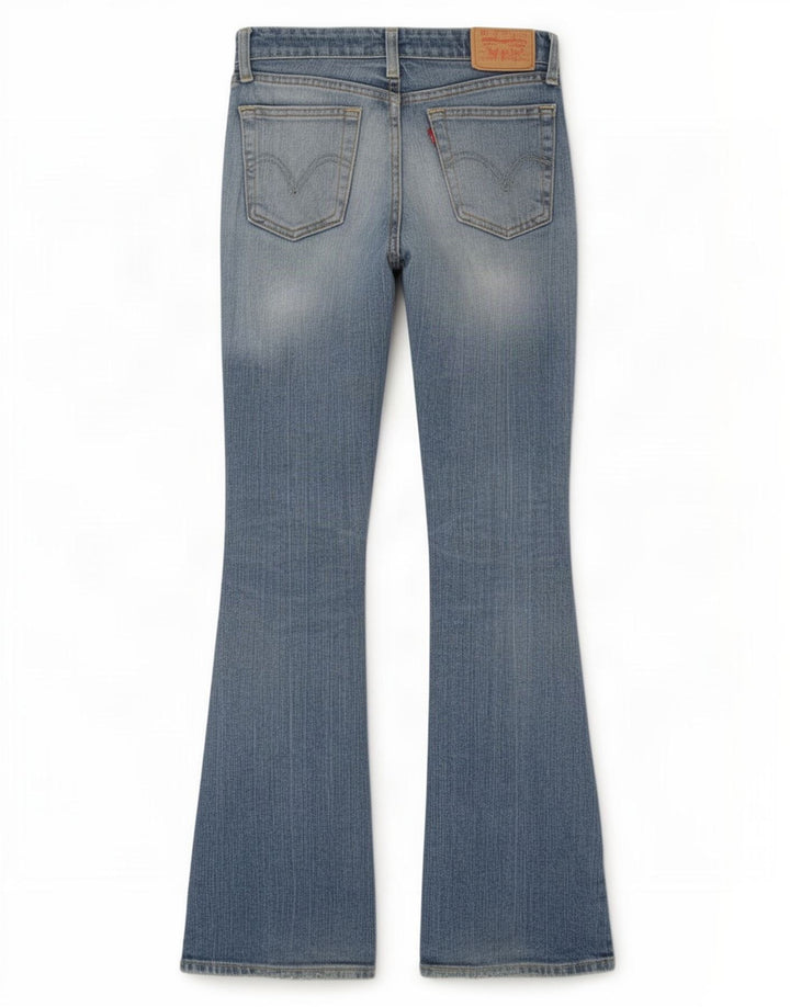 Levi's Damen 518 Distressed Super Low Bootcut Jeans Medium W28 L30 Blau