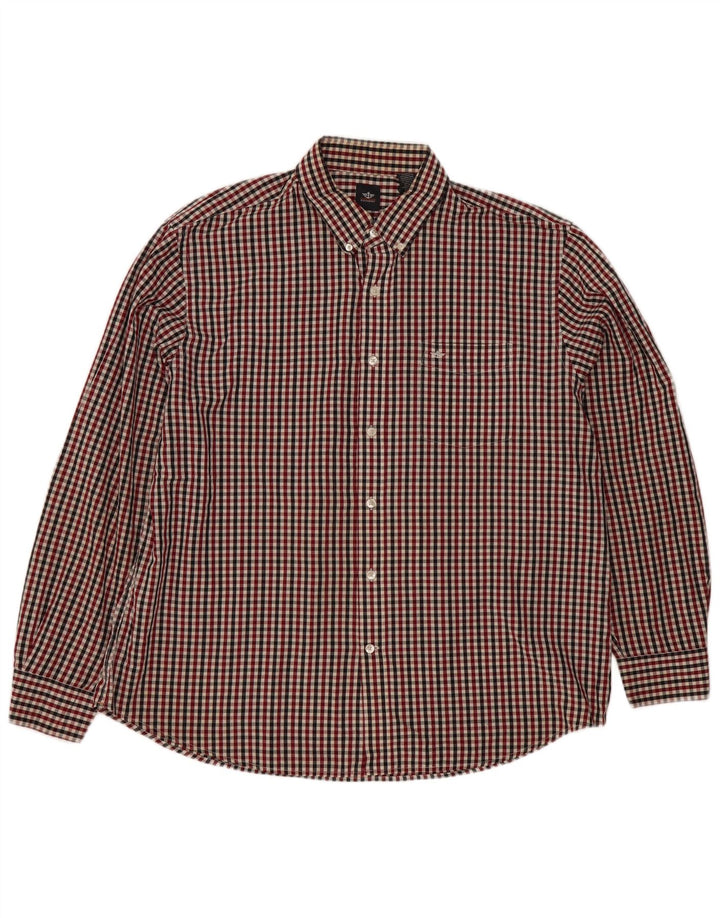 Dockers Herrenhemd XL aus roter Gingham-Baumwolle