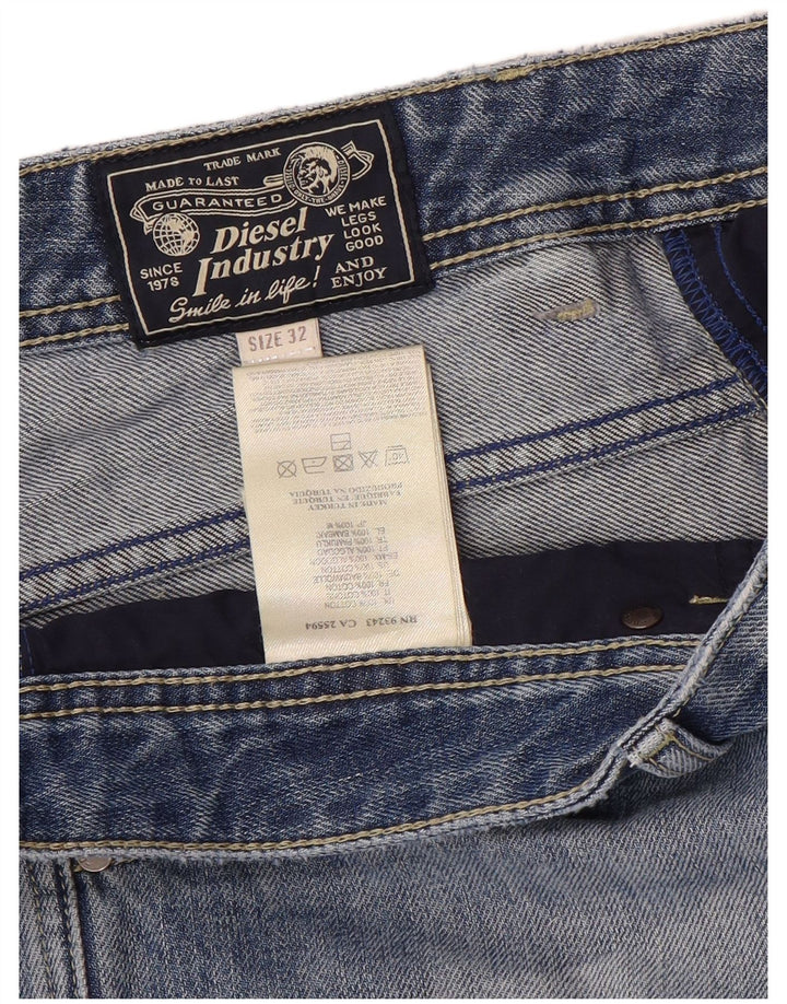 Diesel Herren Distressed Denim Shorts W32 Mittelblaue Baumwolle