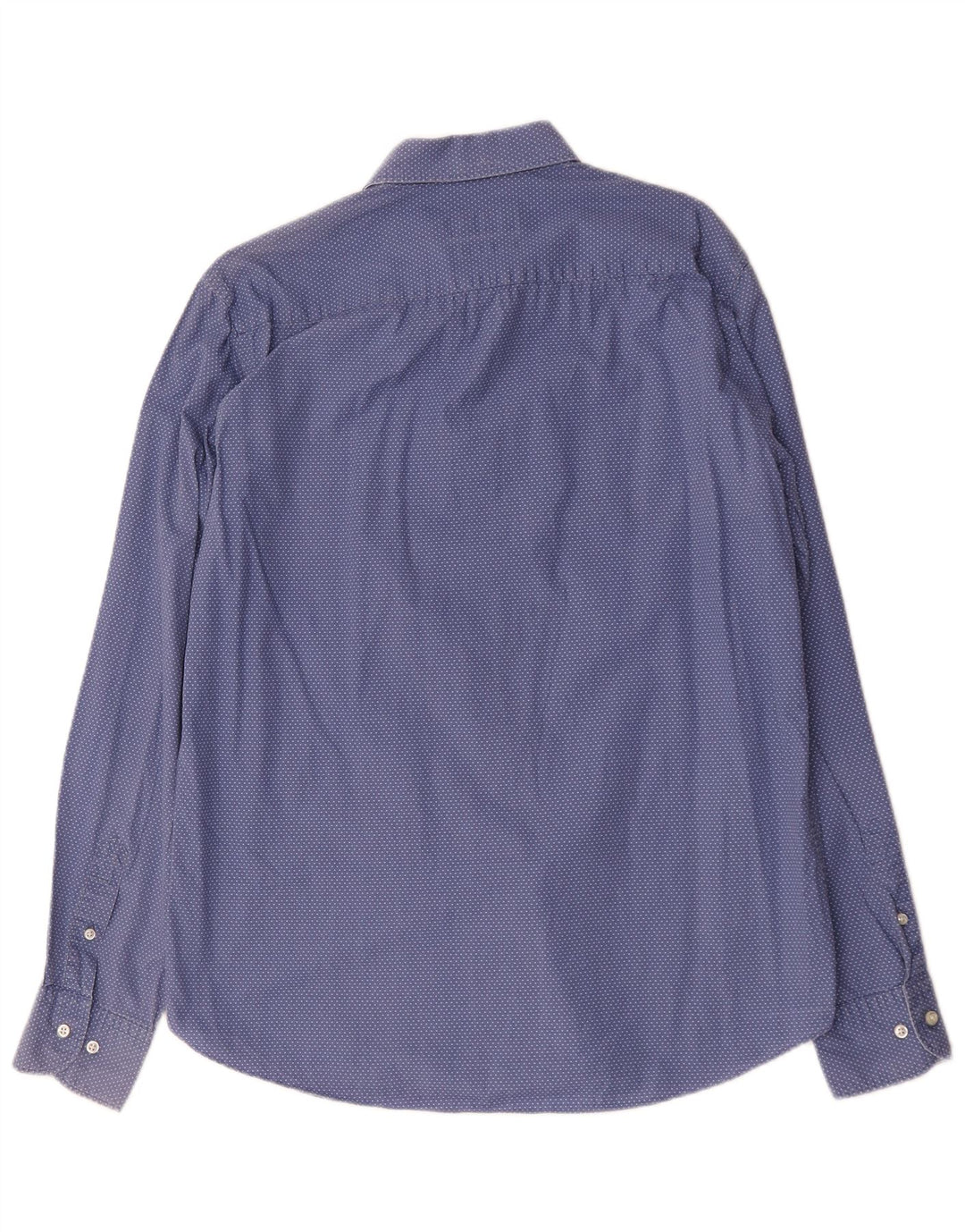 Massimo Dutti Herren-Slim-Fit-Hemd, groß, blau, gepunktet, Baumwolle