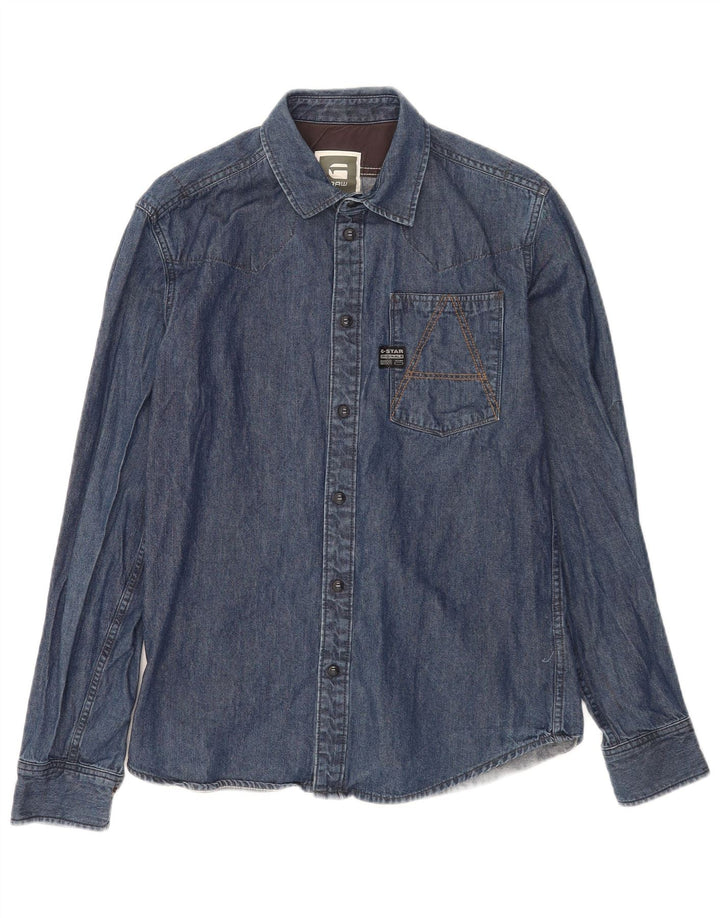 G-Star Herren-Jeanshemd aus mittelblauer Baumwolle