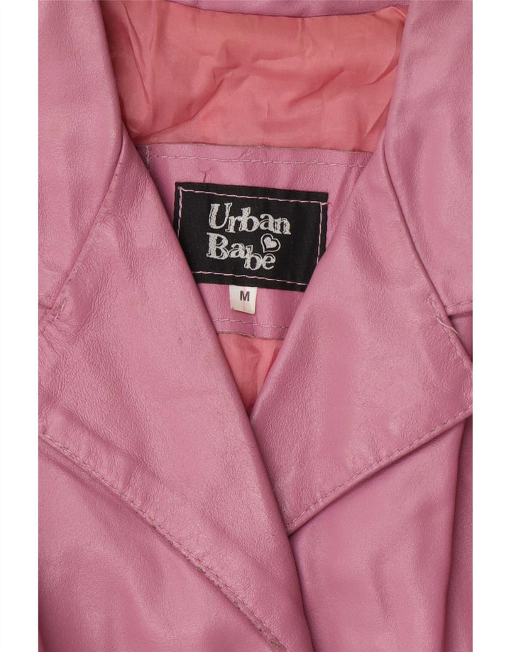 Vintage Damen Ledermantel UK 12 Mittelrosa