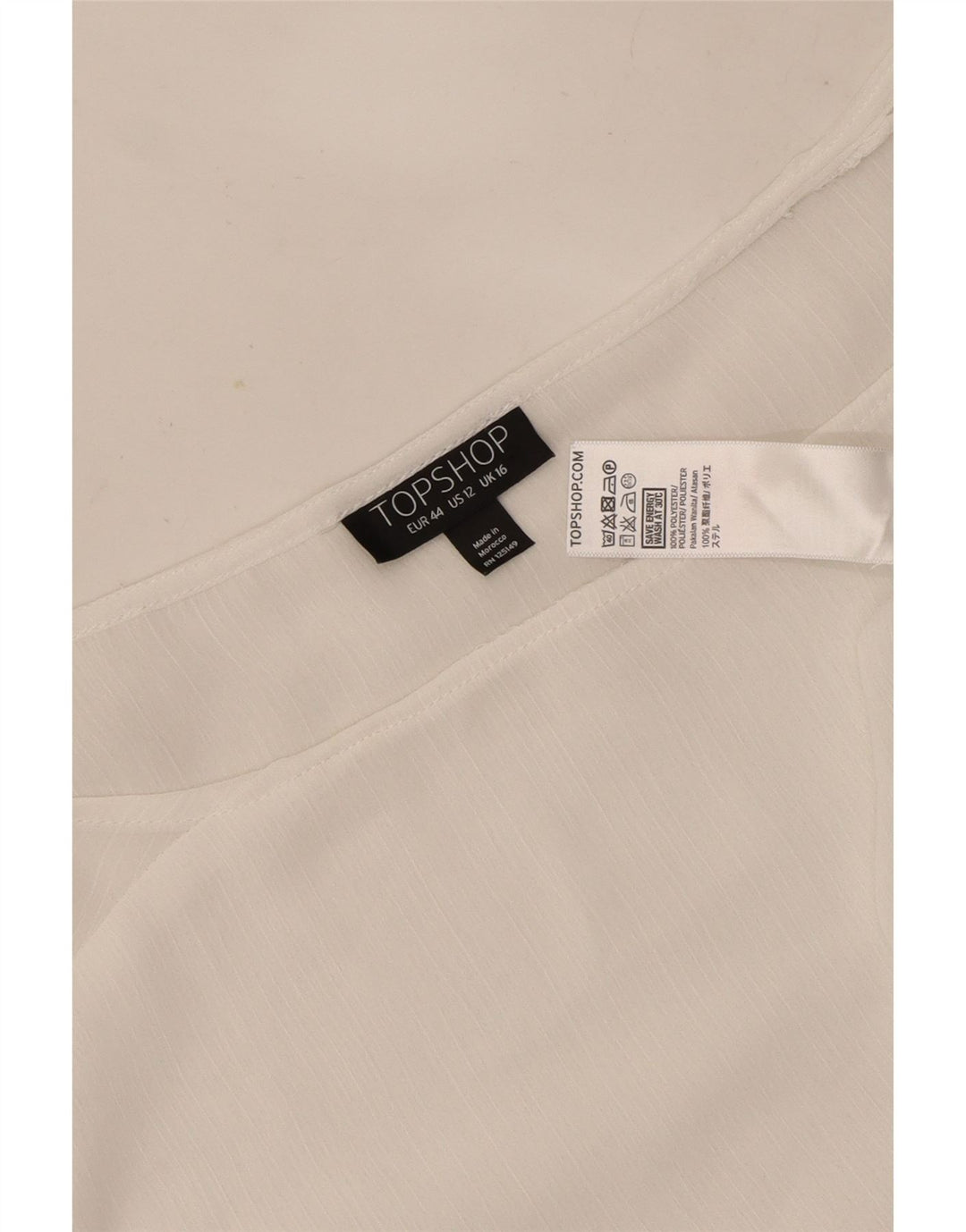 Topshop Damen-Blusenoberteil mit langen Ärmeln, UK-Größe 46, Größe L, Weiß, Polyester