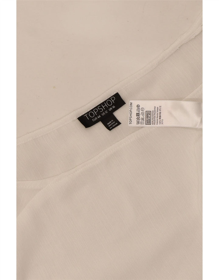 Topshop Damen-Blusenoberteil mit langen Ärmeln, UK-Größe 46, Größe L, Weiß, Polyester