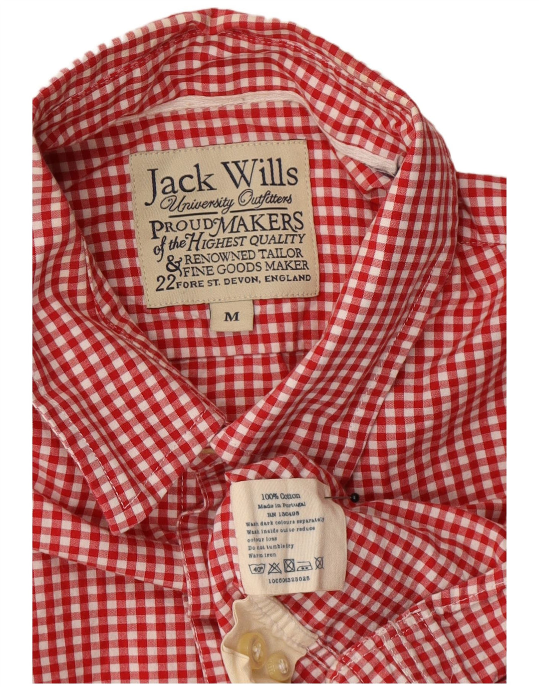 Jack Wills Herrenhemd aus mittelroter Gingham-Baumwolle