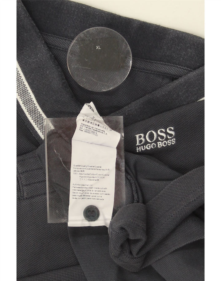 HUGO BOSS Mens Polo Shirt XL Grey Cotton Vintage Hugo Boss and Second-Hand Hugo Boss from Messina Hembry 