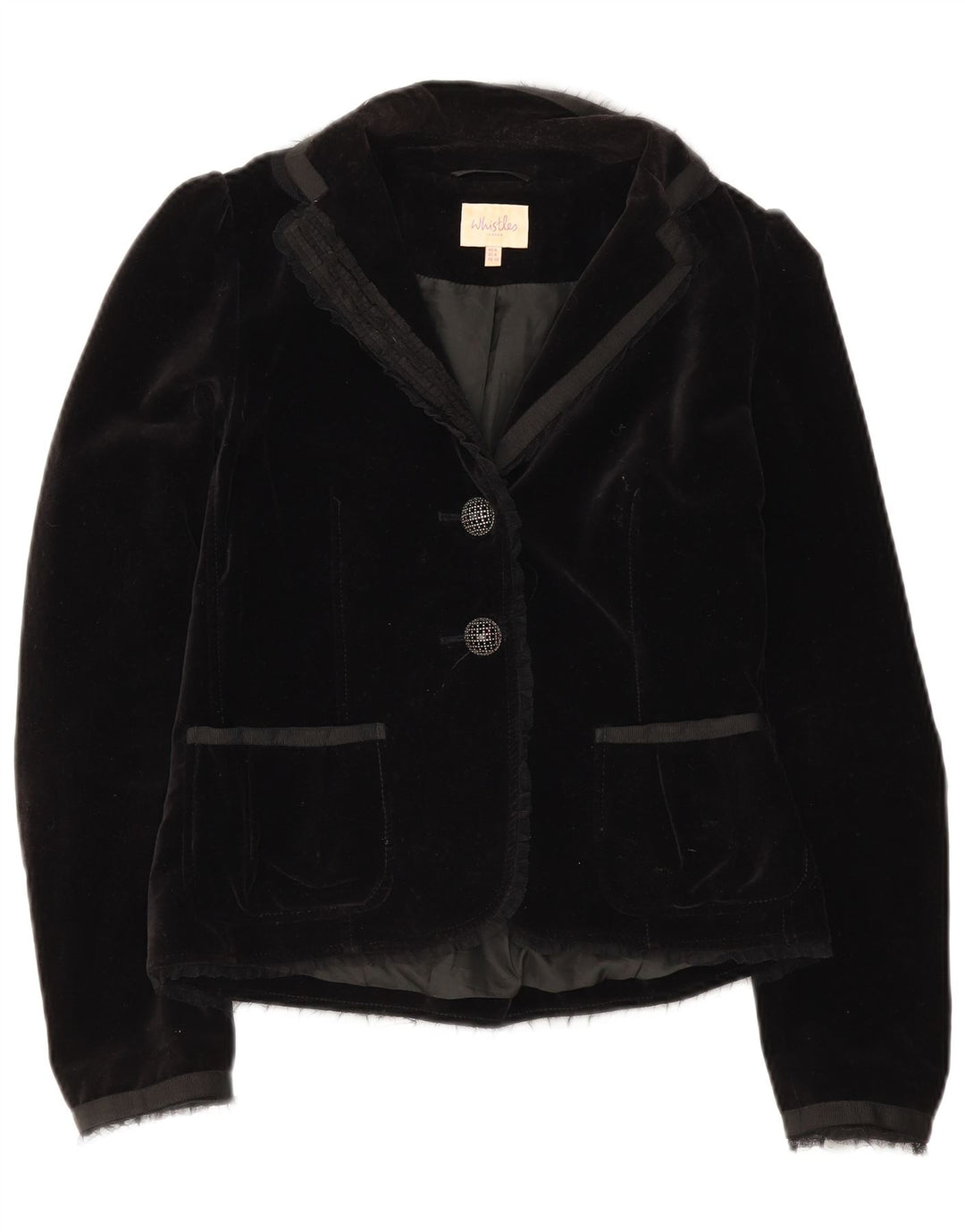 Whistles Damen-Blazer aus Samt mit 2 Knöpfen, Gr. 8, Größe S, Schwarz, Baumwolle