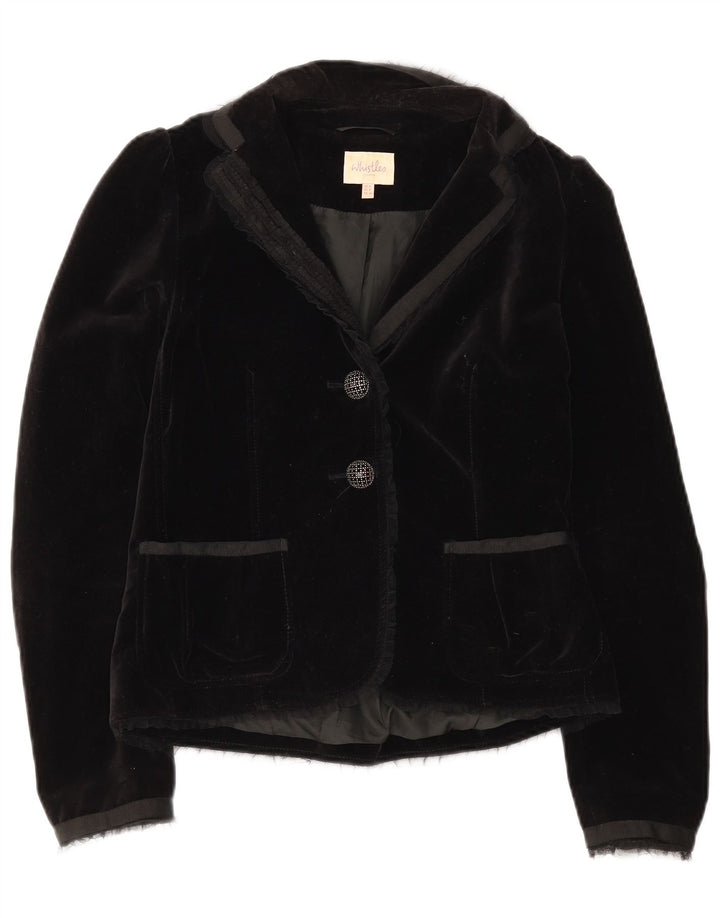 Whistles Damen-Blazer aus Samt mit 2 Knöpfen, Gr. 8, Größe S, Schwarz, Baumwolle