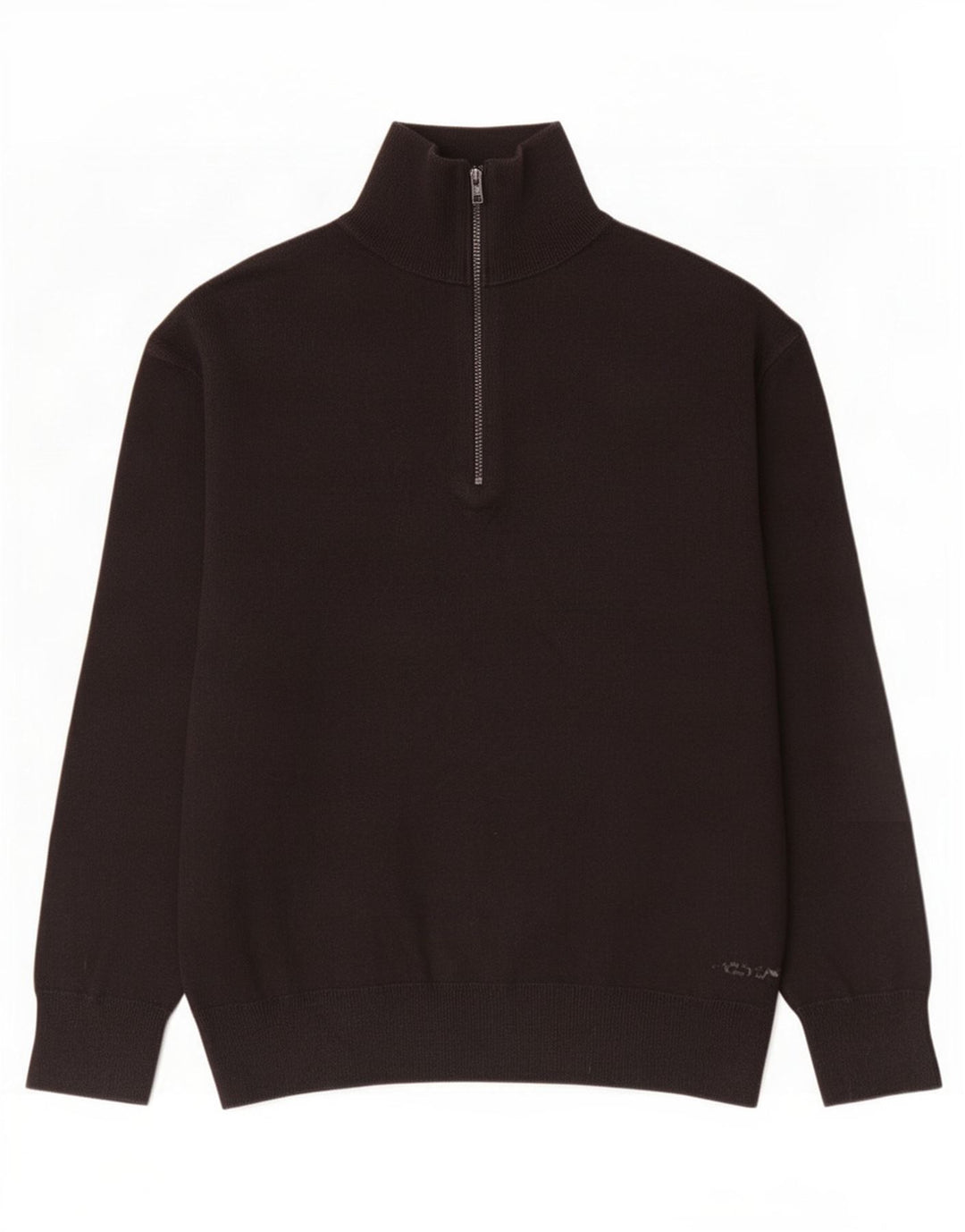 Zara Herren-Pullover mit Reißverschluss am Hals, mittelschwarze Baumwolle