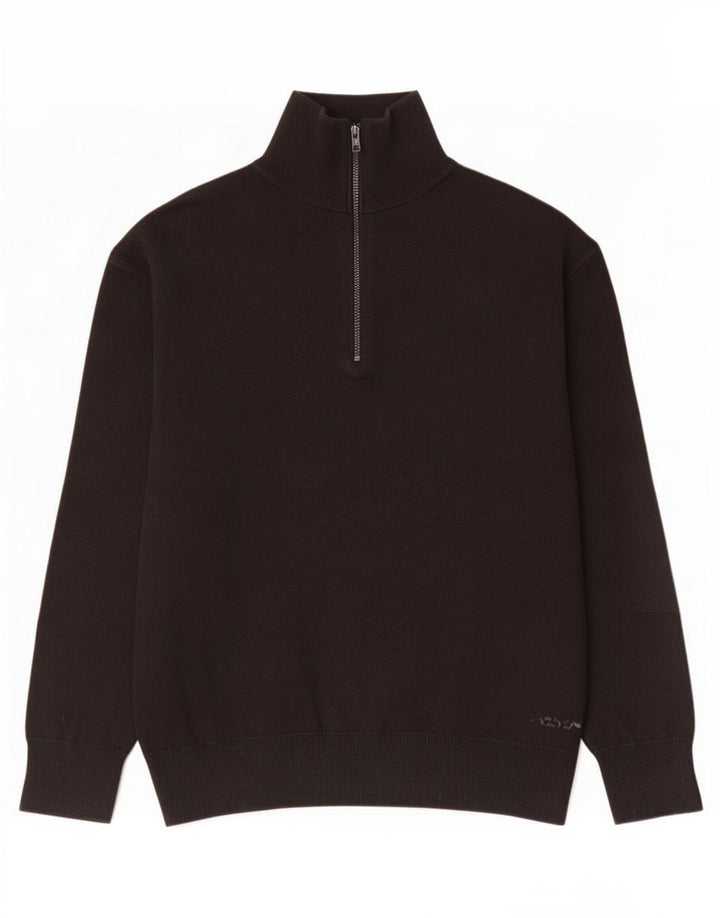 Zara Herren-Pullover mit Reißverschluss am Hals, mittelschwarze Baumwolle