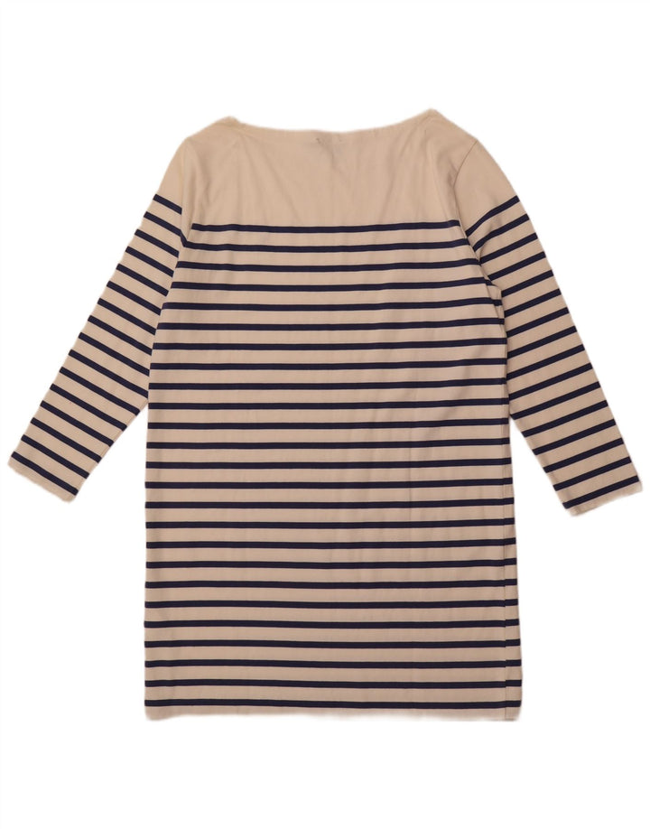 POLO RALPH LAUREN Damen Langarm-T-Shirt-Kleid UK 18 XL Weiß gestreift