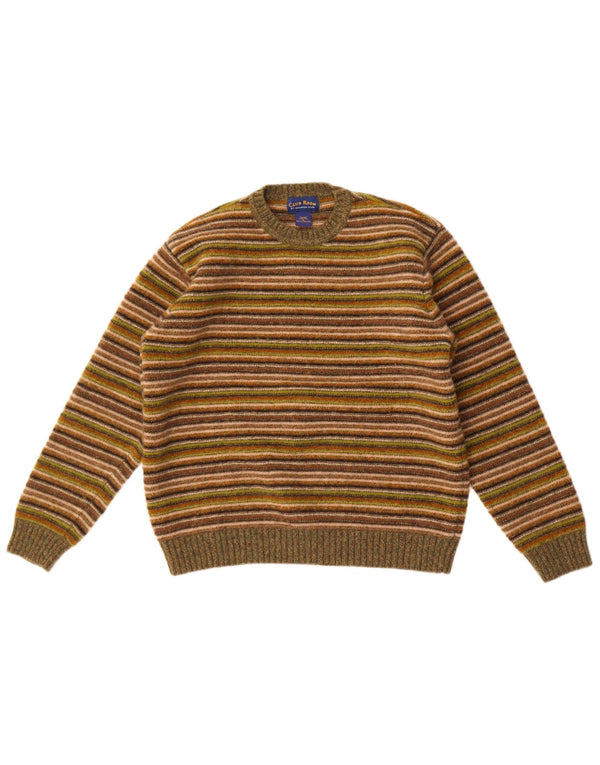 Club Room Damen-Pullover mit Rundhalsausschnitt, Gr. 40, Größe L, Khaki, gestreift