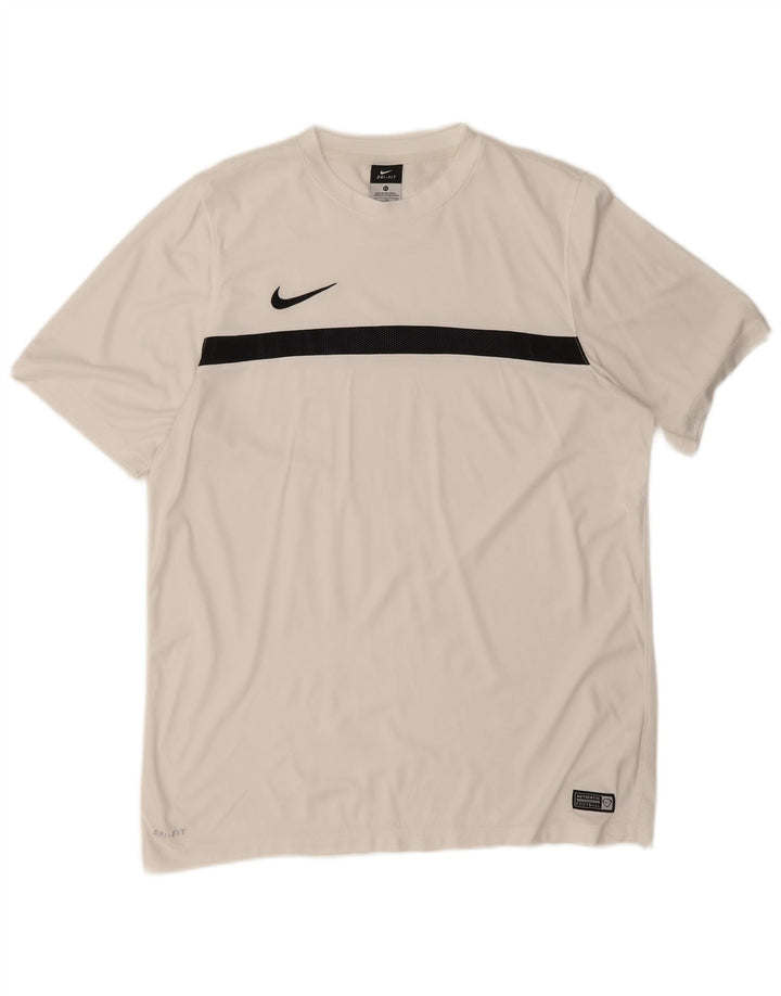 Nike Herren Dri Fit T-Shirt Top XL Weiß Colourblock Polyester
