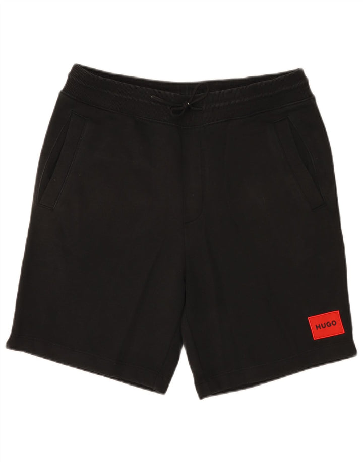 Hugo Boss Herren-Sportshorts aus mittlerer schwarzer Baumwolle