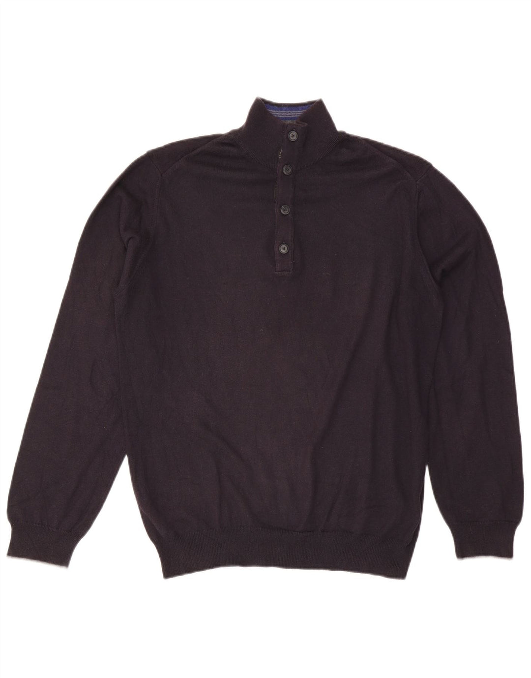 Trussardi Jeans Herren-Pullover mit Knopfkragen, mittleres Marineblau