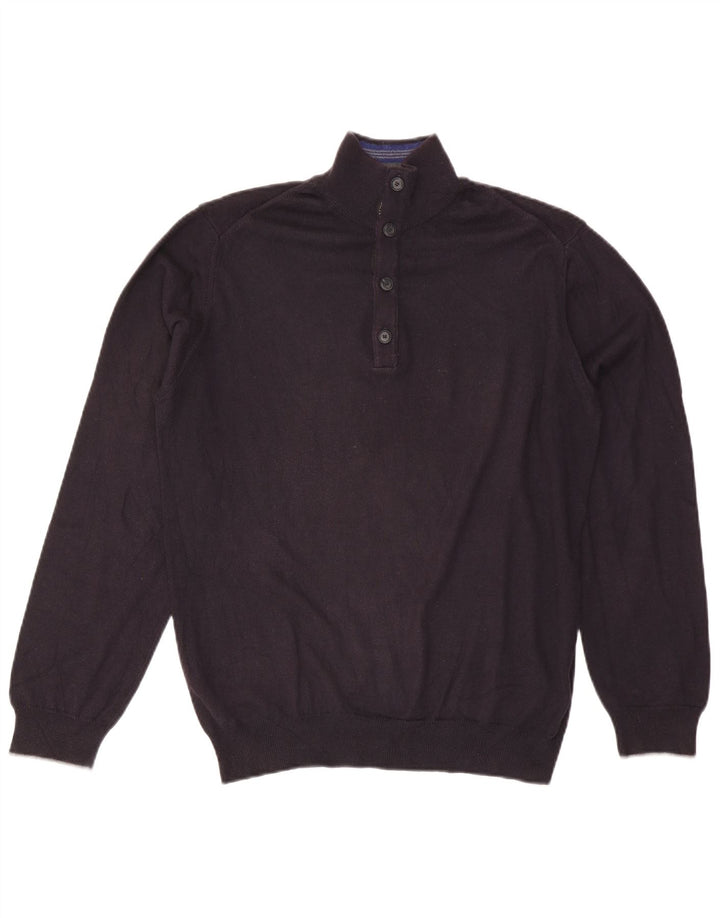 Trussardi Jeans Herren-Pullover mit Knopfkragen, mittleres Marineblau