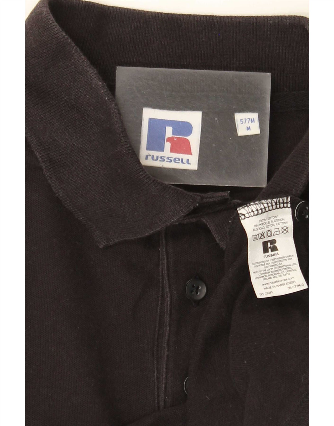 Russell Athletic Herren-Poloshirt aus mittelschwerer schwarzer Baumwolle